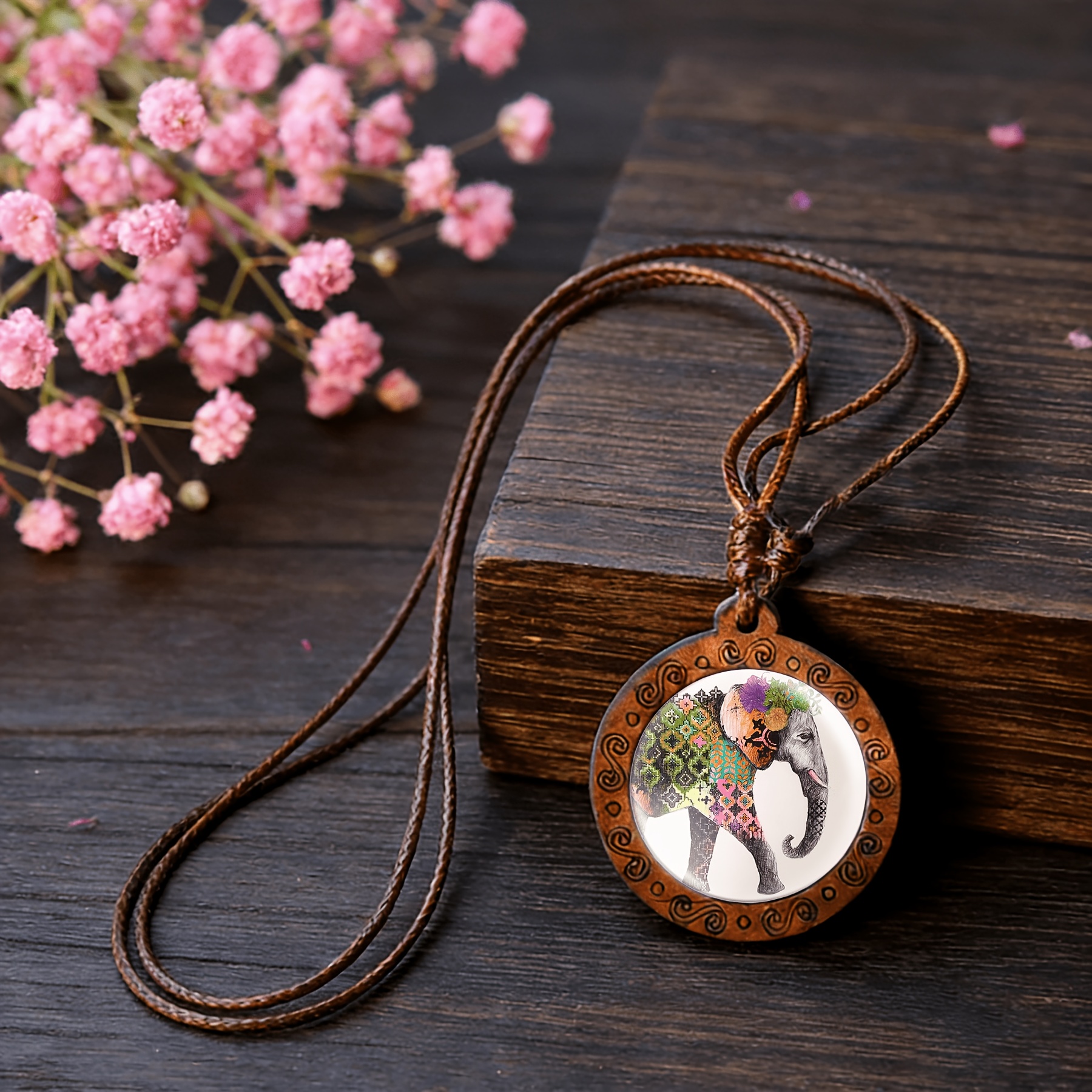 Handcrafted Vintage Necklace with Elephant Pattern